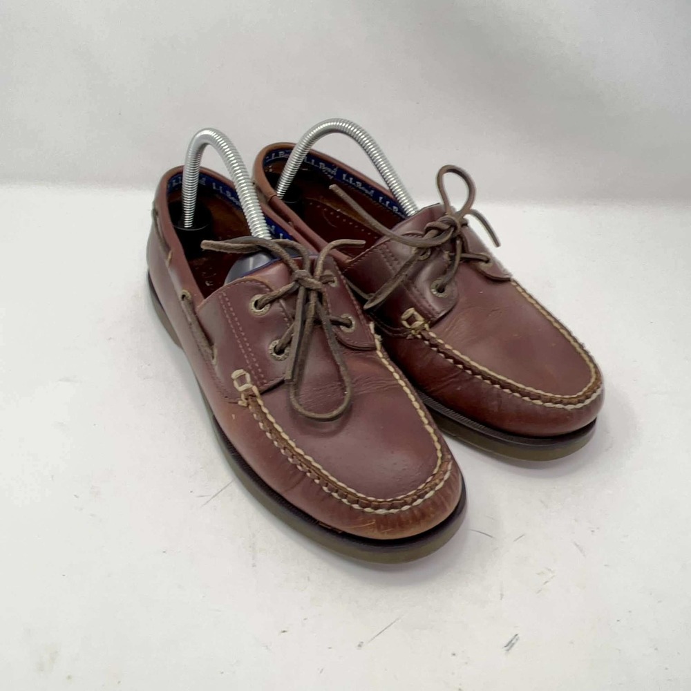 LL Bean Casco Bay Boat Shoes Brown Leather Loafers Mens 9.5 D 709 0WCG2